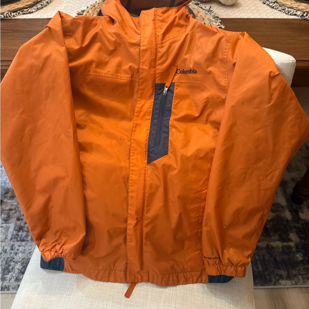 Columbia Vibrant Orange Jacket with Dark Blue Details
